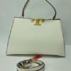 Torry Burch Eleanor Leather Satchel Bag White - Image 6